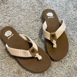 Yellow Box Tan and Brown Sandals with Metallic Accents